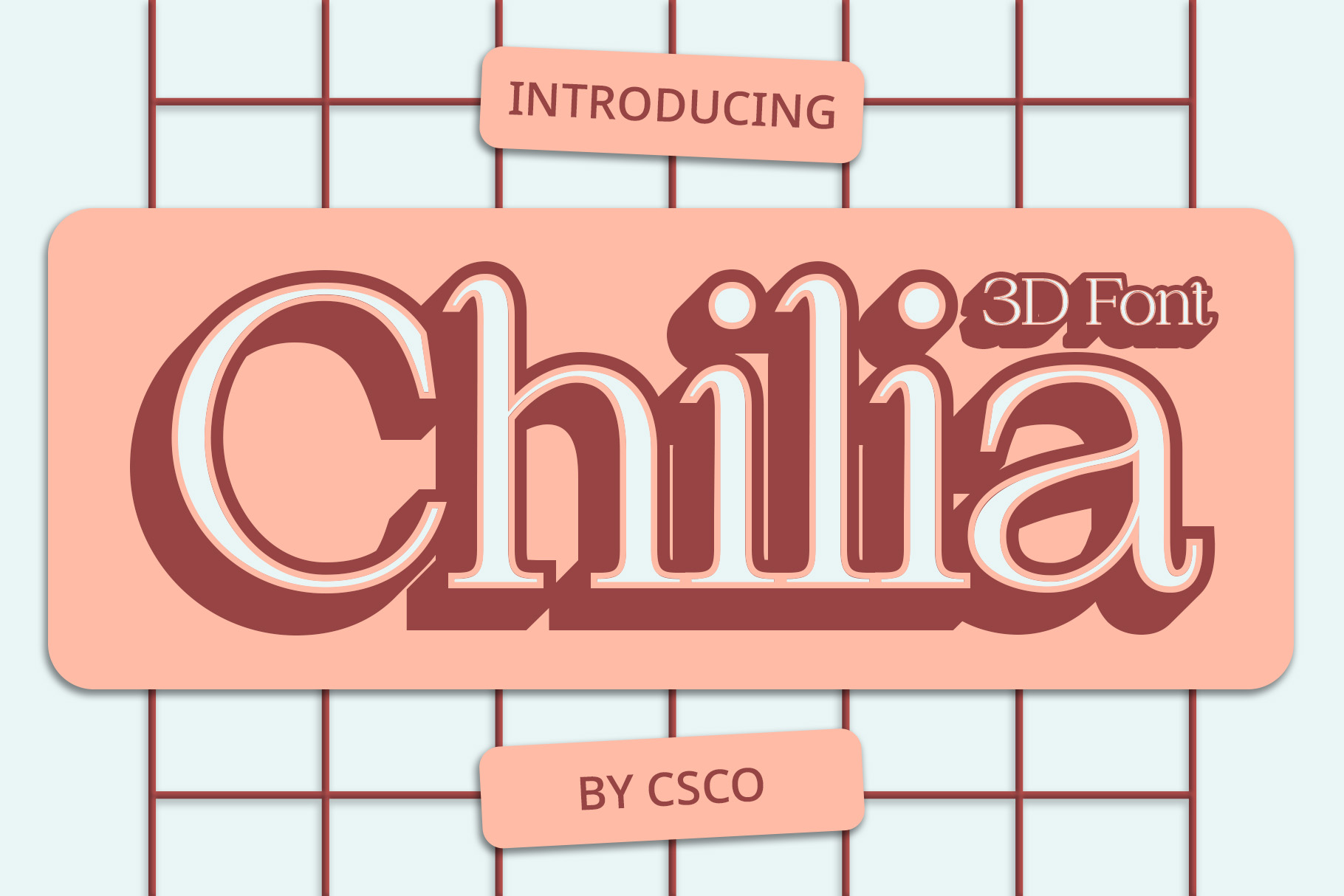 Chilli Typeface Chilia 3D: Captivating 3D Serif Typeface - Craft Supply Co