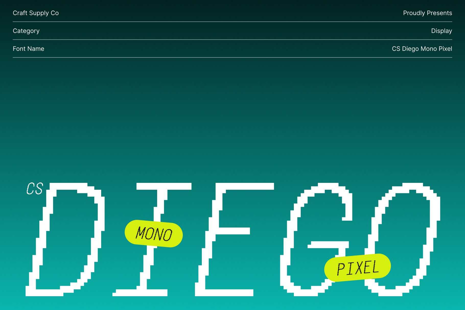 CS Diego Mono Pixel – Modern Monospace Retro Pixel Font