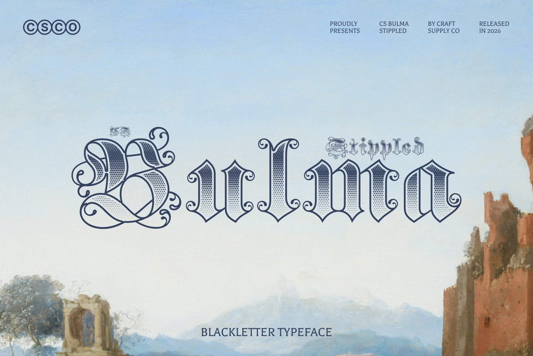 Bulma Cursive CS Bulma Stippled: Gothic Blackletter Font with Stippled Texture ...