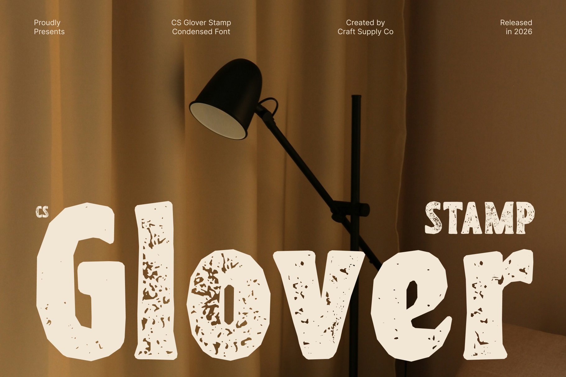 CS Glover Stamp: Bold Serif Font with Vintage Stamp Texture - Craft ...