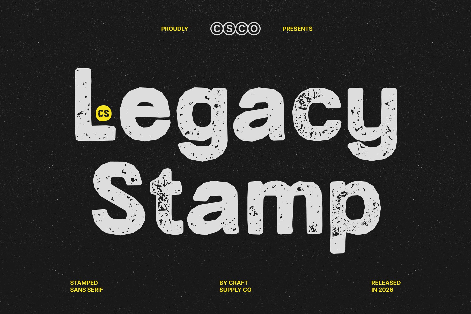 CS Legacy Stamp: Bold Sans Serif Font with Vintage Texture - Craft ...