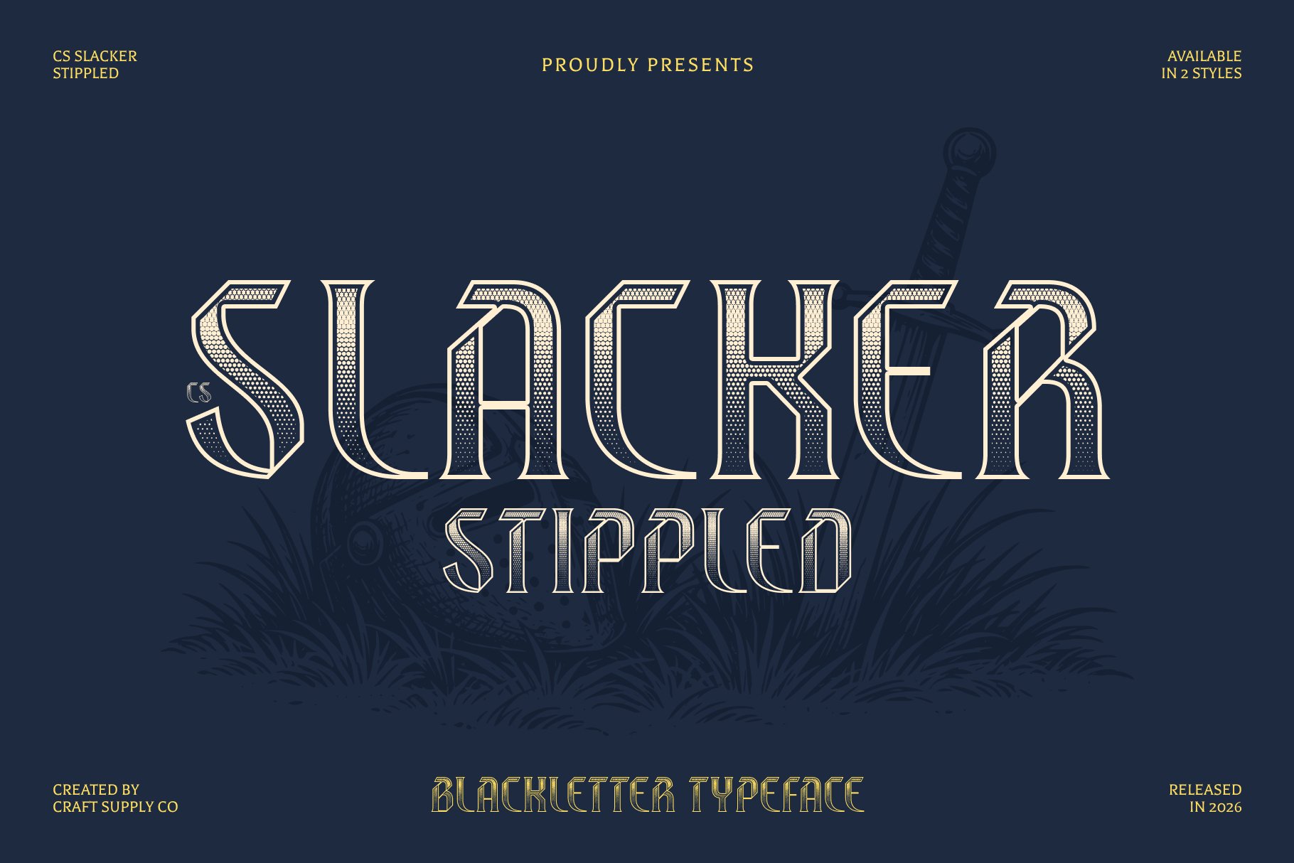 Slacker Letters CS Slacker Stippled: Modern Blackletter Serif Font - Craft Supply Co